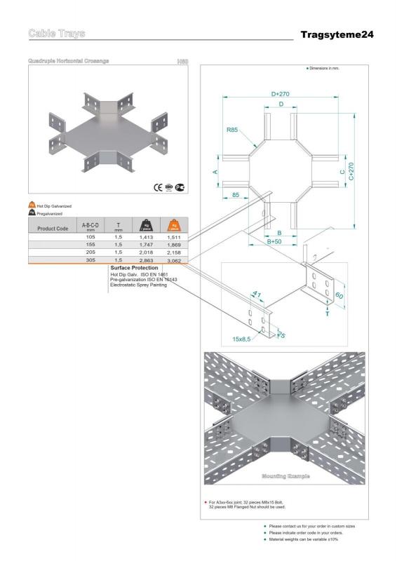 Kreuzung  X-Verbinder verzinkt 100mm