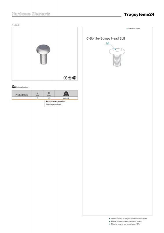 M 8*15 Flachrundschrauben mit Muttern
