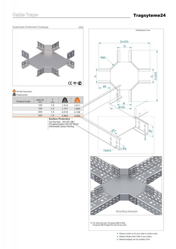 Kreuzung  X-Verbinder verzinkt 100mm