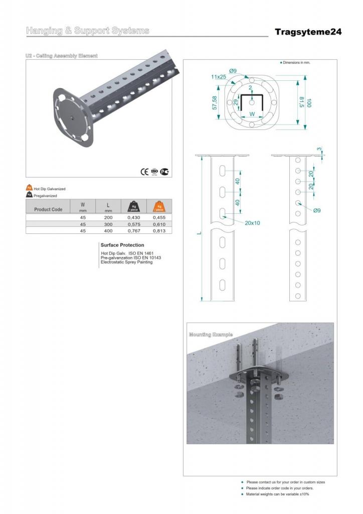 Hängestiel tauchfeuerverzinkt
