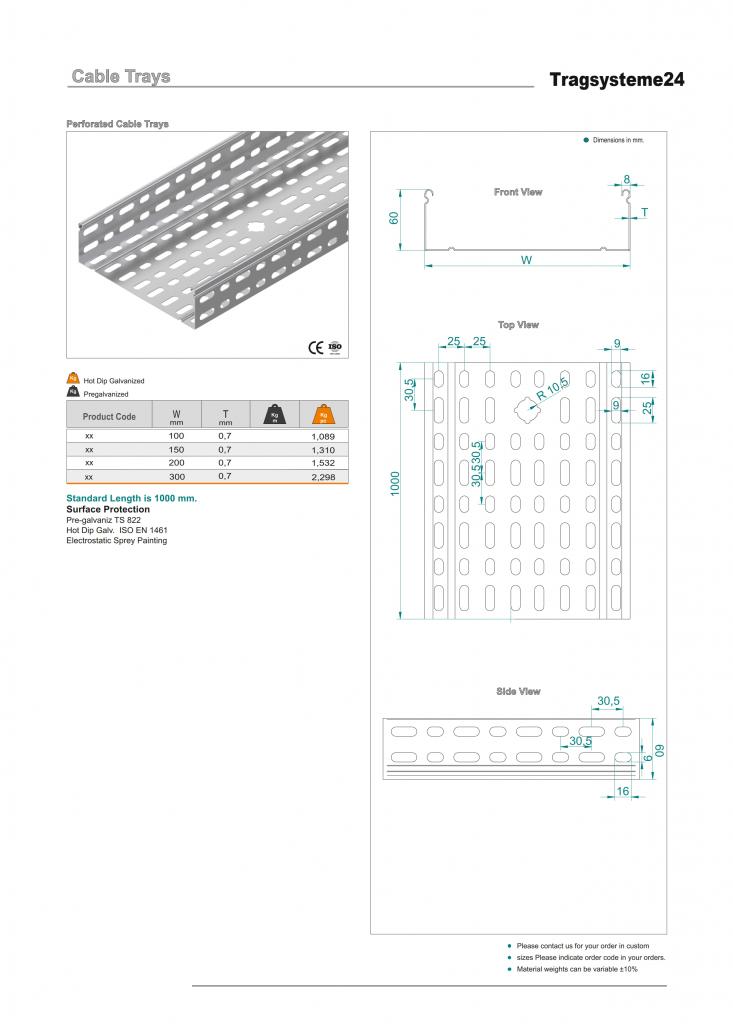 6m Kabelbahn 200x60mm verzinkt inkl. 10 Verbinder und 40 Schrauben