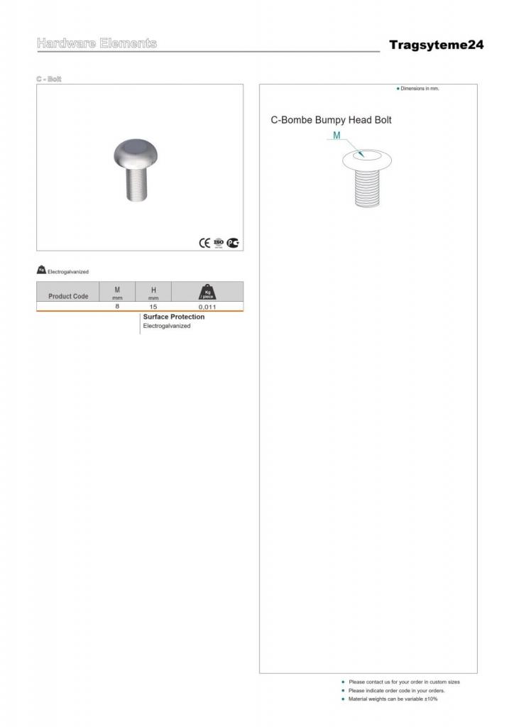 M 8*15 Flachrundschrauben mit Muttern